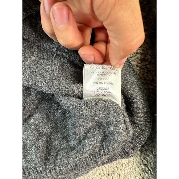 Hutson Harbour Sweater Mens XL Gray Lambswool Elbow Patch Pullover FLAW - Picture 7 of 12